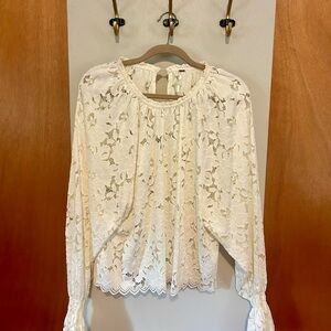 Free People Elegant Sheer Lace Women's Top; size medium